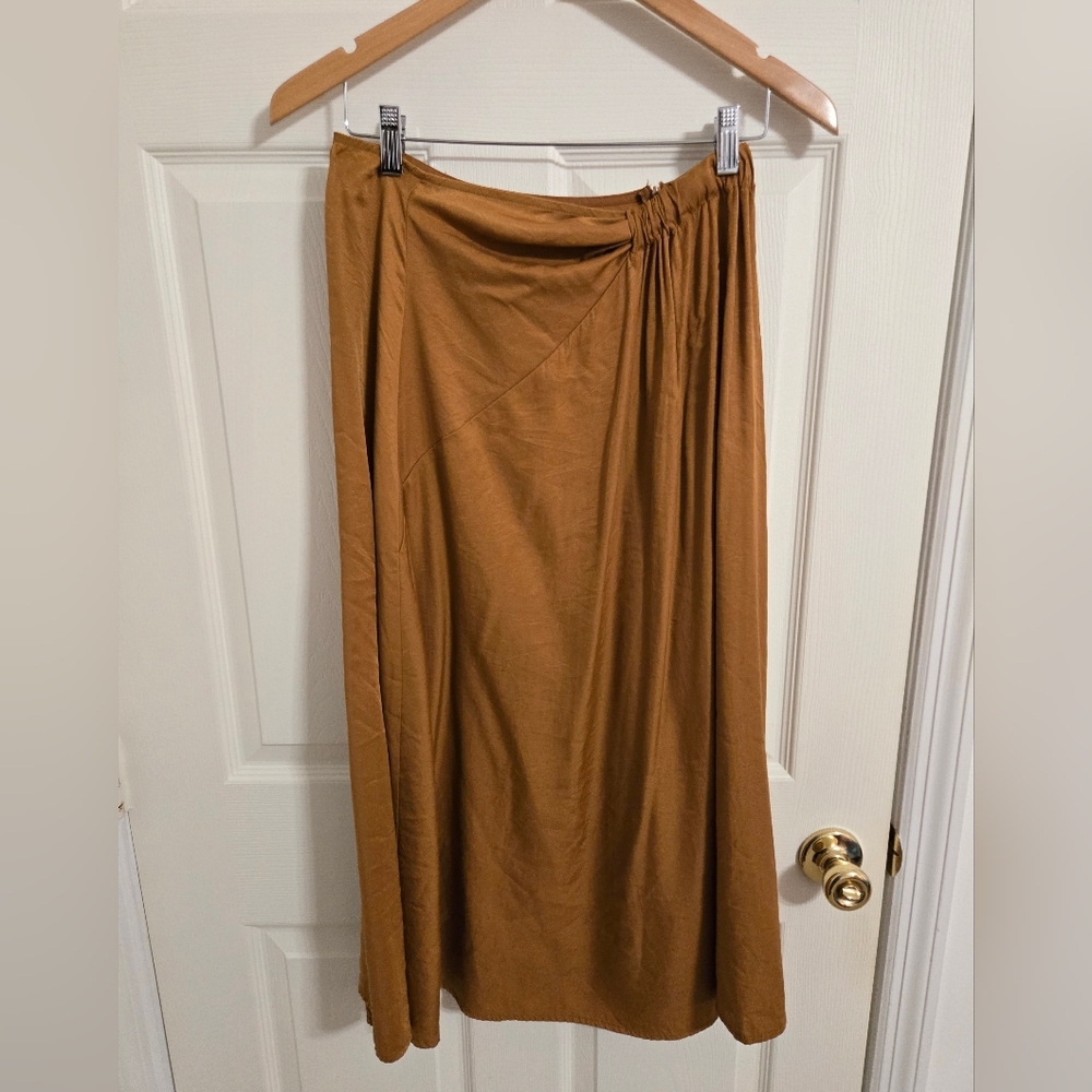 Cider Tan Brown Maxi Skirt High Slit Size Medium